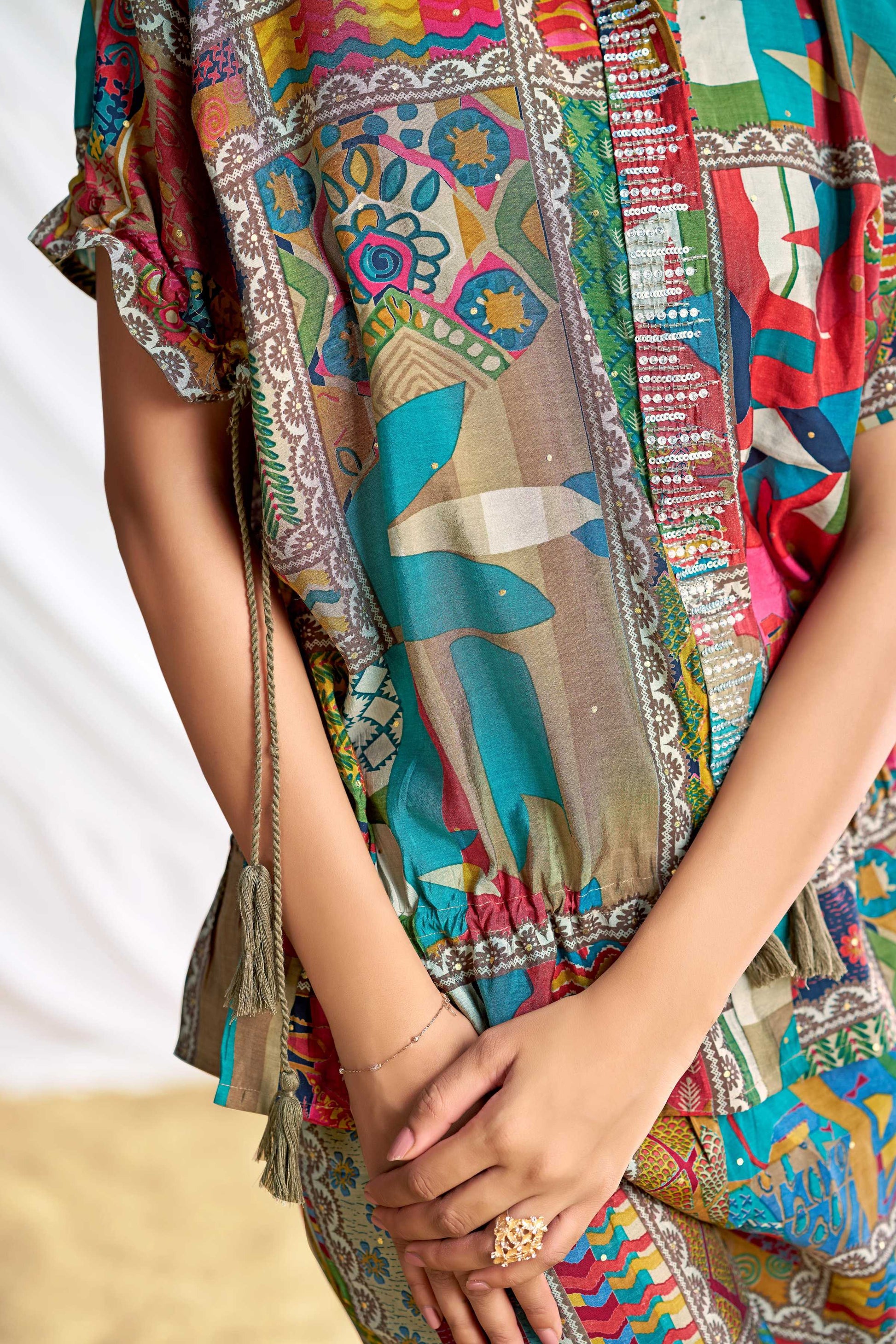 BulBul Kate Brown Chanderi Co-Ord Set - Swadesiicart