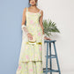 Ahalyaa Women Sea Green Floral Printed Gotta Patti Kurti with Sharara & With Dupatta | Swadesiicart