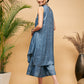 InWeave Women's Blue Lurex Short Pallazo Kurta Set - Swadesiicart