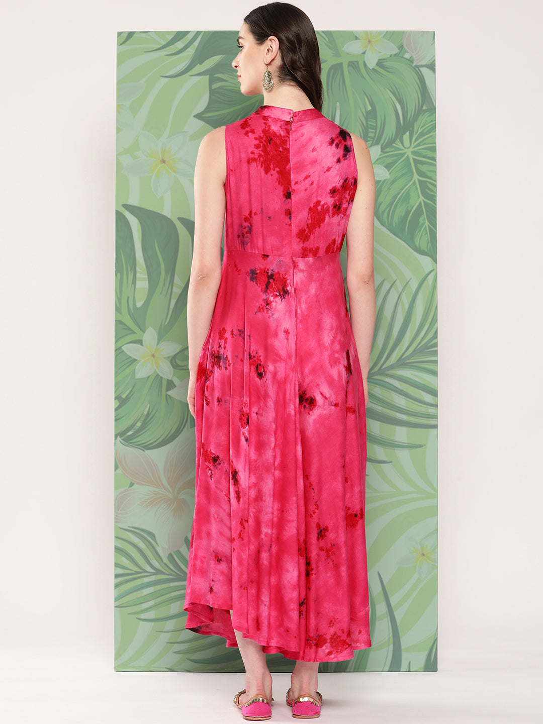 InWeave Women's Magenta Tie And Die Dress - Swadesiicart