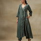 trueBrowns Dark Green Bandhani Printed Silk Angrakha Kurta Pant Set | Swadesiicart