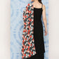 InWeave Women's Black Strappy Set With White Red Round Motif Dupatta - Swadesiicart