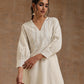 trueBrowns Ivory Gold Cotton Overlap Yoke Kurta Set | Swadesiicart
