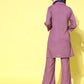 InWeave Women's Mauve Coord Set With Indigo Kalamkari Scarf - Swadesiicart