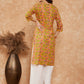 InWeave Women's Mustard Green Lace Gota Work Straight Kurta - Swadesiicart