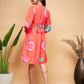 InWeave Women's Dark Orange Pink Blue Flower Belted Dress - Swadesiicart