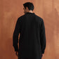 trueBrowns Men's Black Textured Cotton Dobby Short Kurta | Swadesiicart