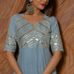 Pomcha Jaipur Powder Blue Pure Cotton Sharara Set | Swadesiicart