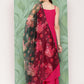 InWeave Women's Fuchsia Strappy Set W Dark Green Camelia Or Dupatta - Swadesiicart