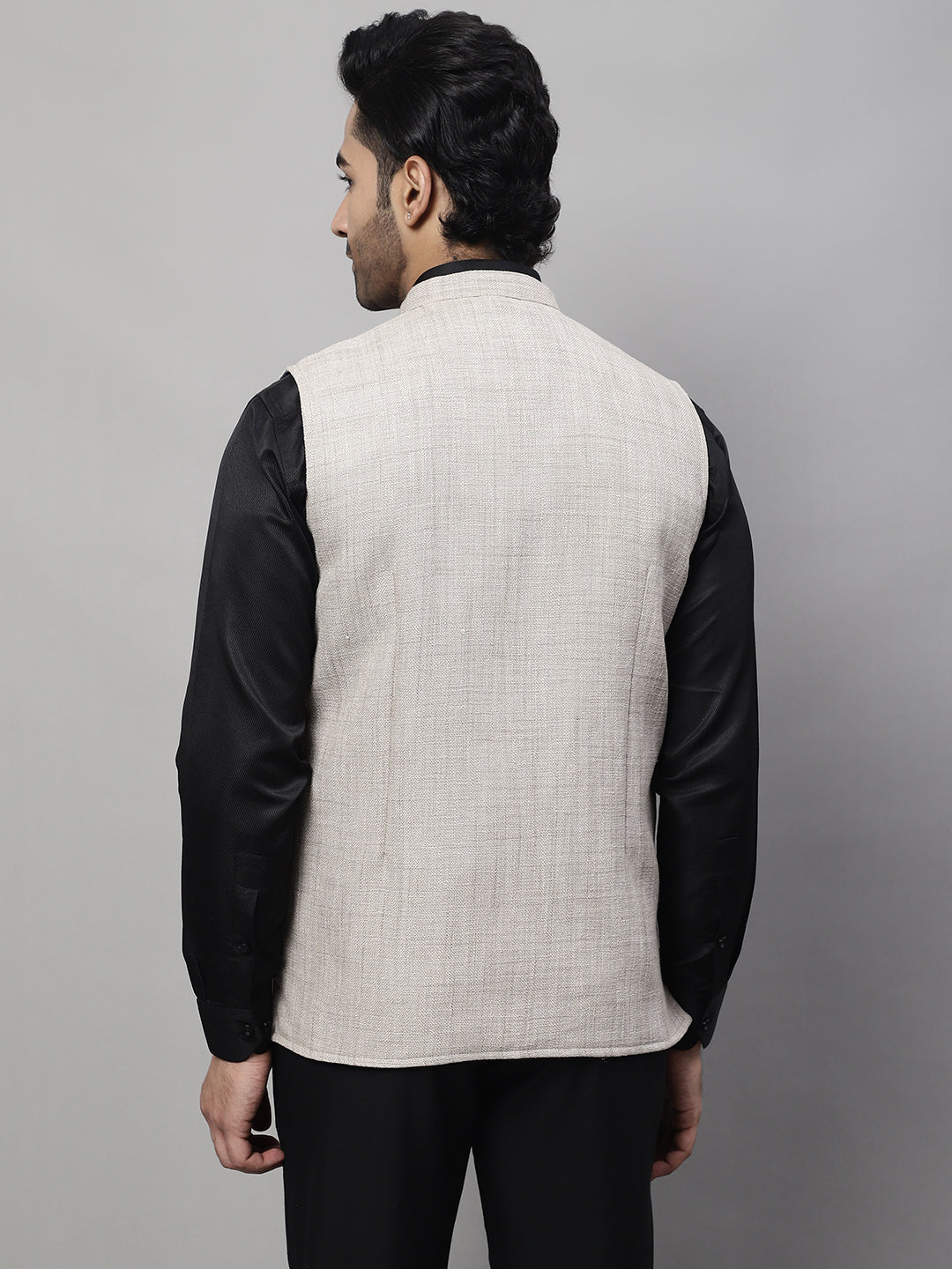 Even Apparels Men's Beige Nehru Jacket With Welt Pockets | Swadesiicart