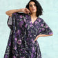 trueBrowns Black Printed Velvet Kaftan Kurta | Swadesiicart