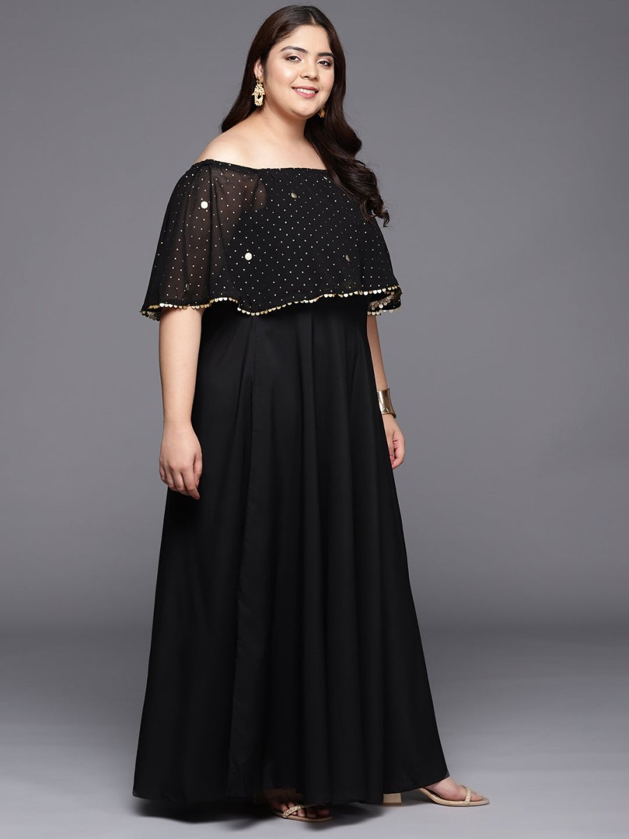 Ahalyaa Plus Size Off-Shoulder Maxi Ethnic Dress | Swadesiicart