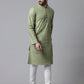 Even Apparels Green Pure Cotton Kurta With Band Collar | Swadesiicart