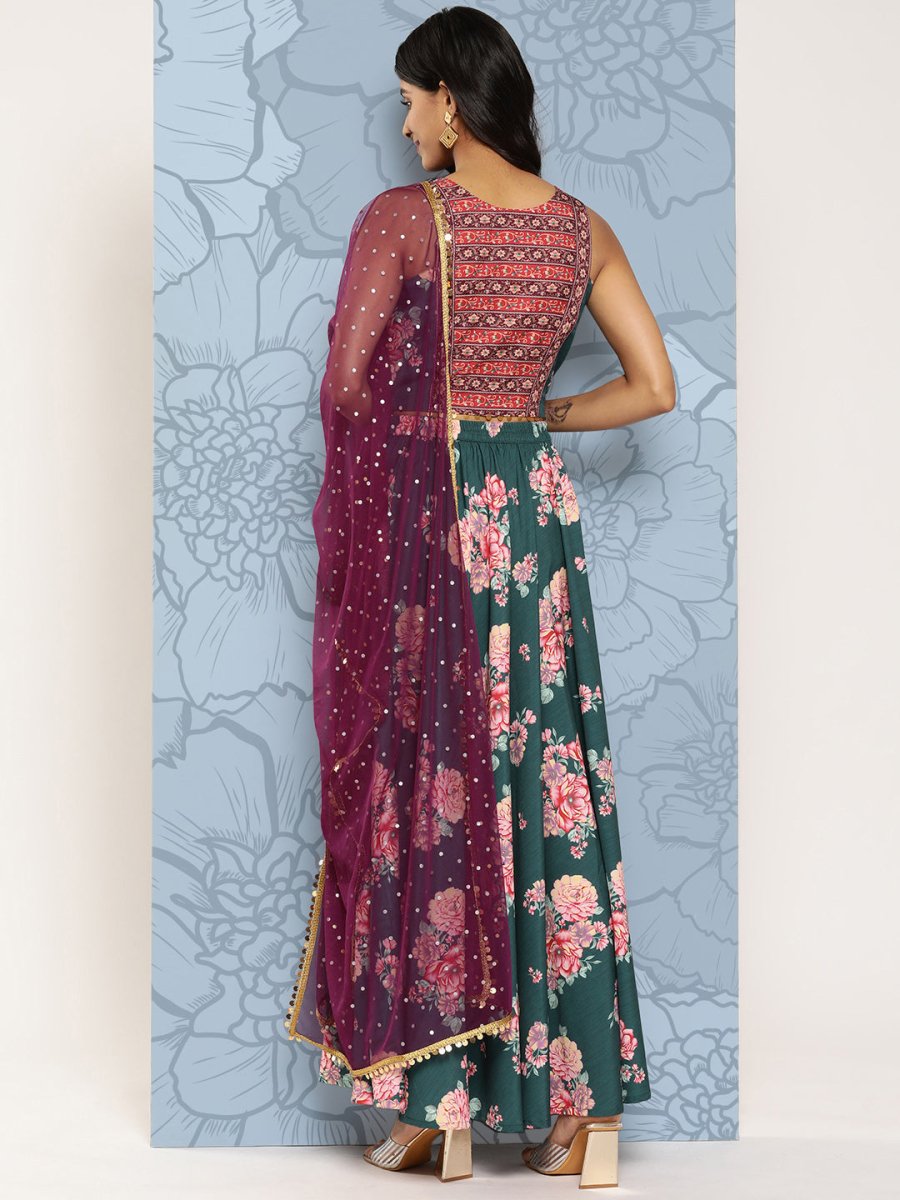 Ahalyaa Printed Sequinned Ready to Wear Lehenga & Blouse With Dupatta | Swadesiicart