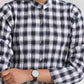 trueBrowns Blue Cotton Check Kurta Co-ord Set - Swadesiicart