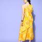 InWeave Women's Yellow Bandhani Motif One Shoulder Palazzo Set - Swadesiicart