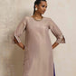 trueBrowns Lilac Tissue Kurta Co-ord Set - Swadesiicart