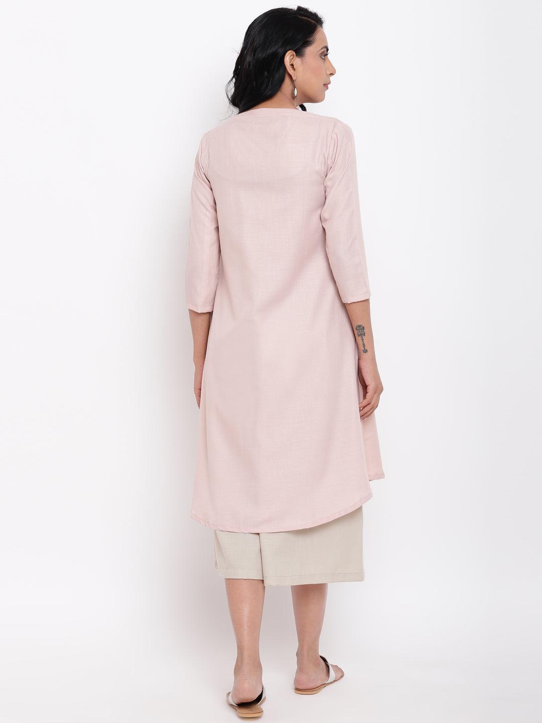 trueBrowns Linen Cotton Rose Kurta Pant Set | Swadesiicart