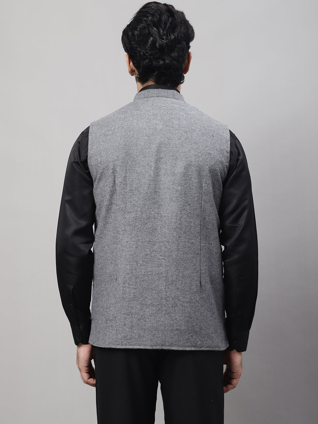 Even Apparels Men's Grey Pure Wool Nehru Jacket | Swadesiicart