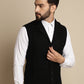 Even Apparels Men's Black Wool Waistcoat with Notched Lapel | Swadesiicart
