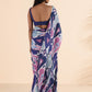 trueBrowns Blue Purple Muslin Ikat Saree | Swadesiicart