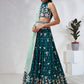 House of Panchhi Green Pure Georgette Sequins And Thread Embroidery Lehenga Choli & Dupatta | Swadesiicart