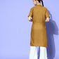 InWeave Women's Camel Brown Cream Pant Coord Set With Lime Green Crop Top - Swadesiicart