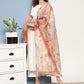 InWeave Women's Cream Anarkali Set With Green Organza Dupatta - Swadesiicart