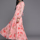 Varanga Pink Anarkali Kurta Paired With Chiffon Dupatta - Swadesiicart