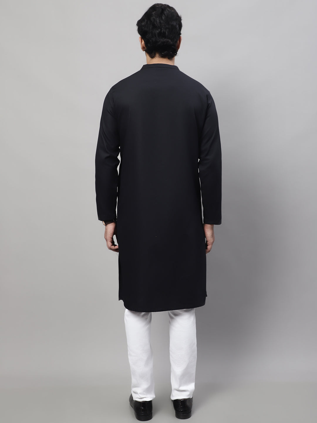Even Apparels Black Sherwani Kurta With Asymetrical Cut | Swadesiicart