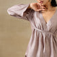trueBrowns Grey Textured Silk Deep V-Neck Co-Ord Set - Swadesiicart