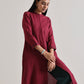trueBrowns Maroon Placket Kurta Pant Set | Swadesiicart