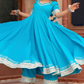 Pomcha Jaipur Kalamkari Blue Pure Cotton Anarkali Set | Swadesiicart