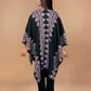 trueBrowns Black Woollen Pink Jacquard Kaftan Cape | Swadesiicart