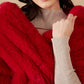 InWeave Women's Cherry Red Long Faux Fur Cape - Swadesiicart