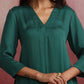 trueBrowns Green Modal Pleated Kurta Set | Swadesiicart