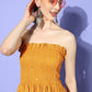 InWeave Women's Mustard Mirror Work Off Shoulder Kurta Set - Swadesiicart