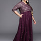 Ahalyaa Plus Size V-neck Maxi Ethnic Dress | Swadesiicart