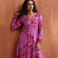 trueBrowns Purple Print A-line Kurta Set | Swadesiicart