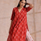 trueBrowns Red On Red Ikat Print Cotton Kurta Pant Set | Swadesiicart