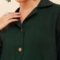 InWeave Women's Forest Green Collared Front Button Blazer Kurta Pant Set - Swadesiicart
