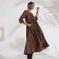 trueBrowns Black Cotton Print Pleated Flared Kurta Set | Swadesiicart