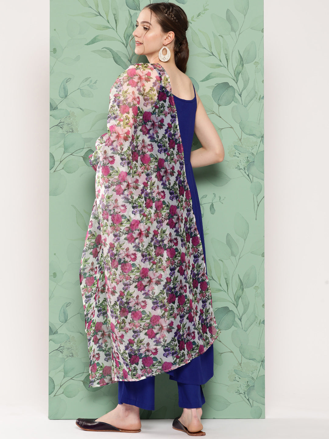 InWeave Women's Ink Blue Strappy Set W White Pink Or Duptta - Swadesiicart