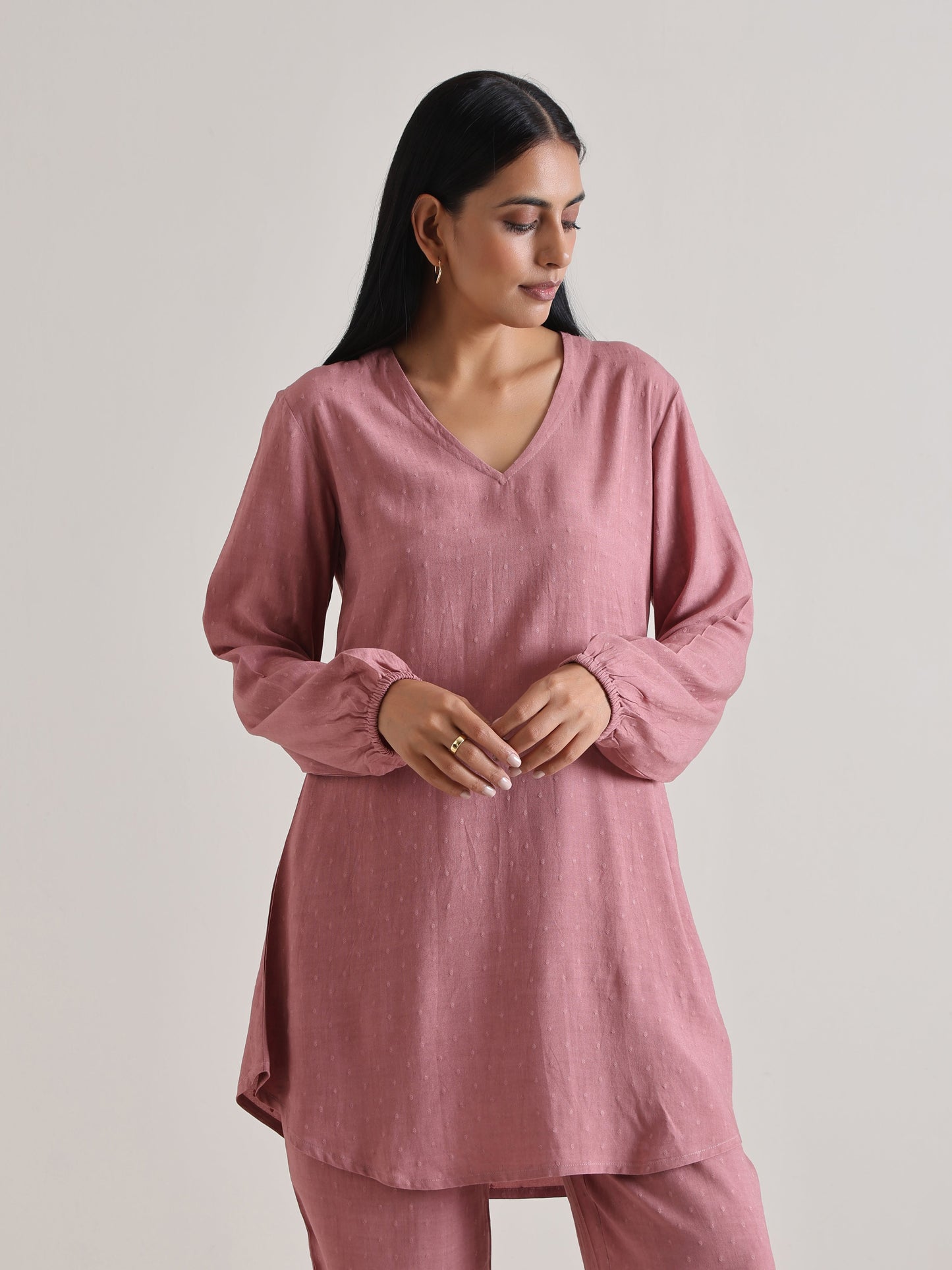 trueBrowns Mauve Short Co-Ord Set - Swadesiicart