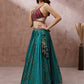 House of Panchhi Printed Embroidery Teal Georgette Sequin Lehenga Choli | Swadesiicart