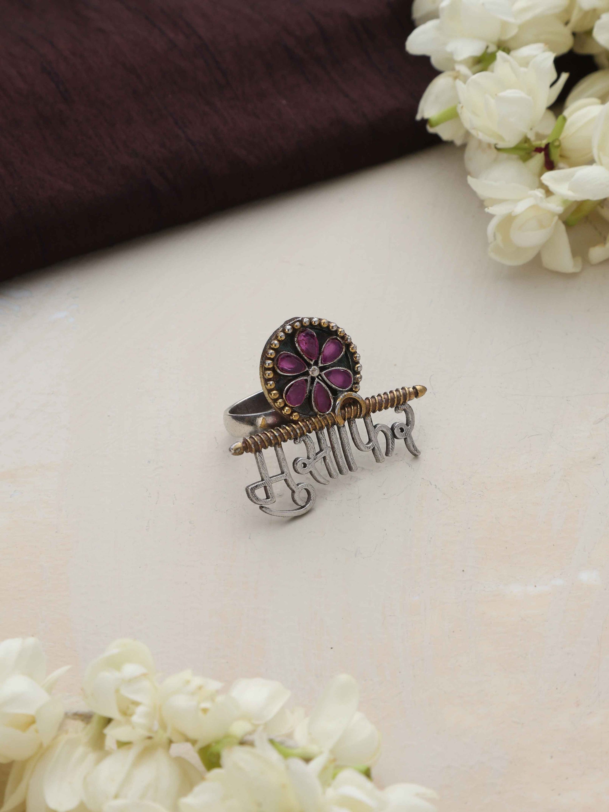 trueBrowns Silver Gold Tone Musafir Ring | Swadesiicart