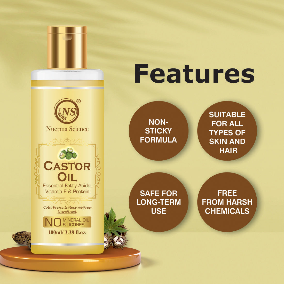 Nuerma Science Castor Oil For Hair & Body | Swadesiicart