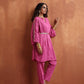 trueBrowns Pink Print Kaftan Kurta Co-ord Set - Swadesiicart
