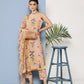 Ahalyaa Women Nude-Coloured Floral Printed Gotta Patti Kurta with Trousers & With Dupatta | Swadesiicart