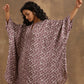 trueBrowns Dark Mauve Zig Zag Printed Silk Kaftan Co-Ord Set - Swadesiicart